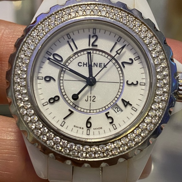 SOLD J12 Chanel Double Diamond Watch White Ceramic - Picture 6 of 8